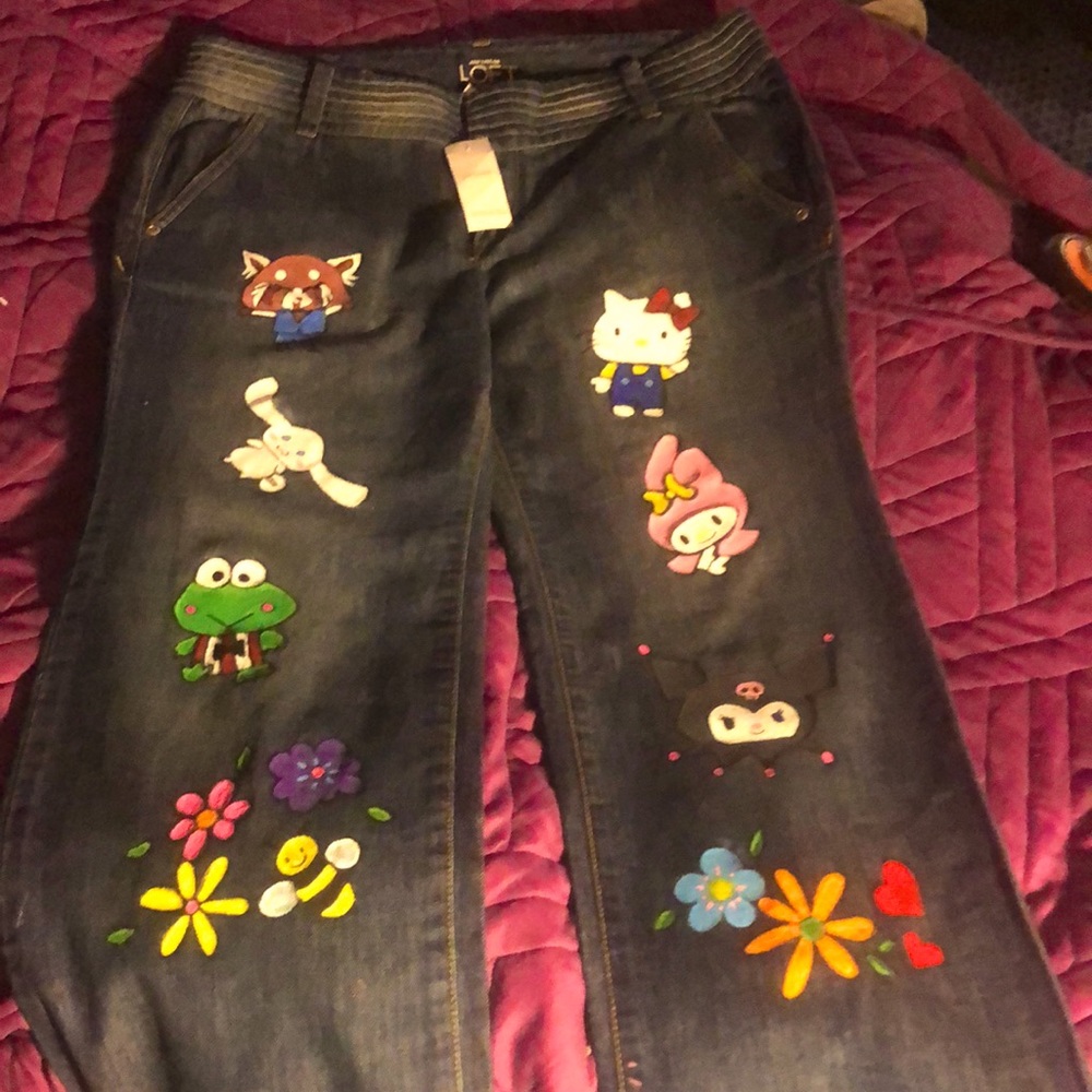 Brand new hand painted jeans from:LOFT size 8 Petit.